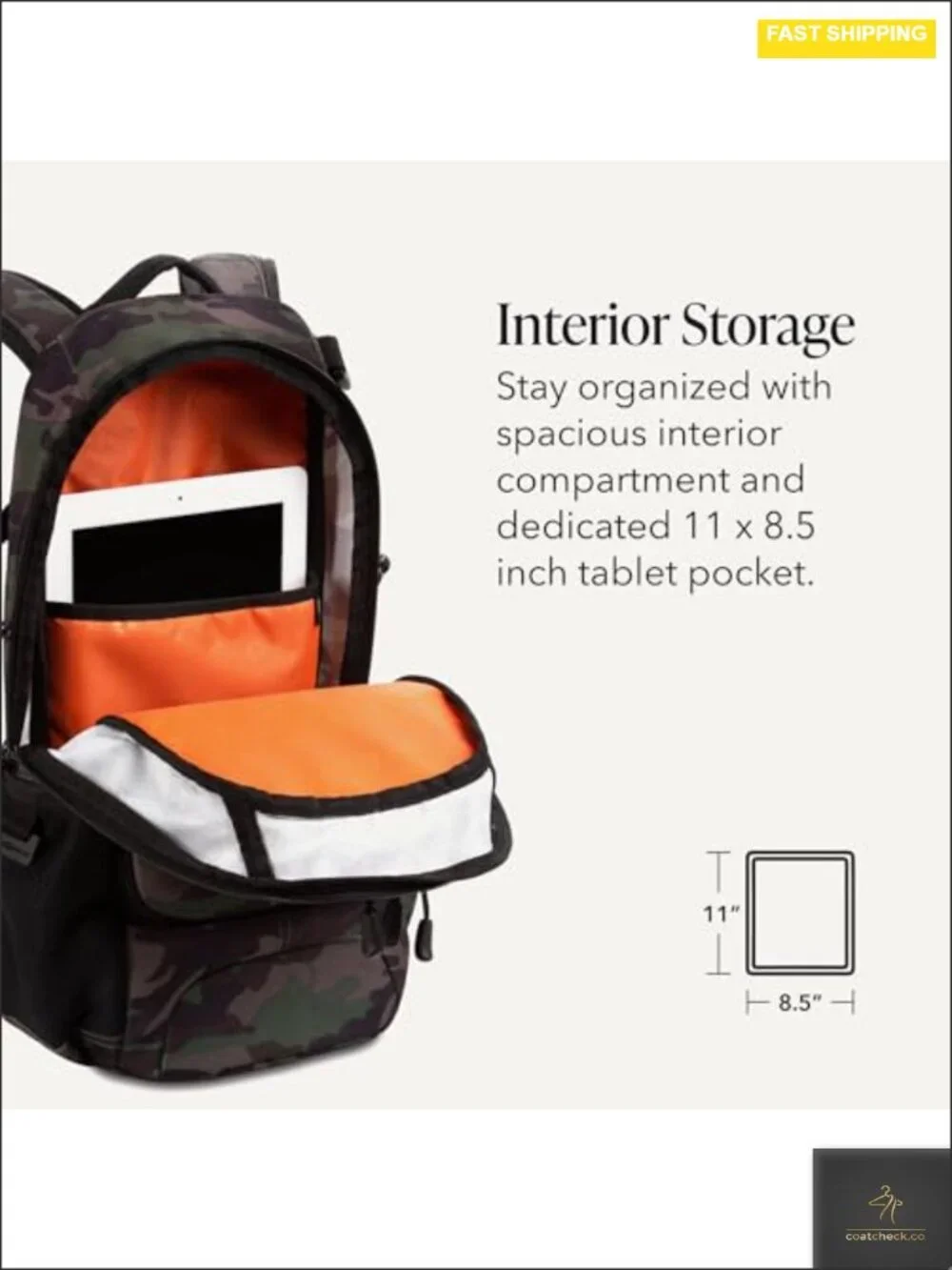 Slim Profile Backpack with Tablet Pocket, 15.9L, Ballistic Construction